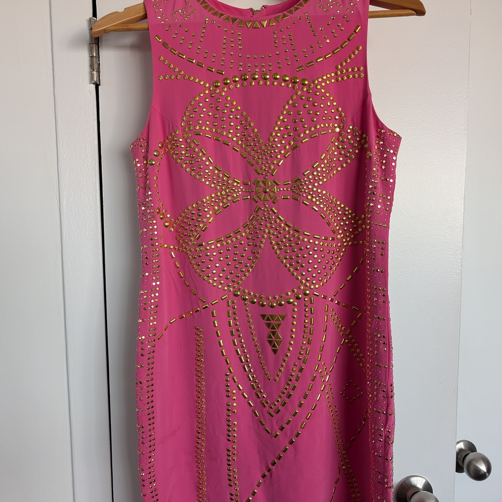 Versace x H&M Studded Hot Pink Silk Dress